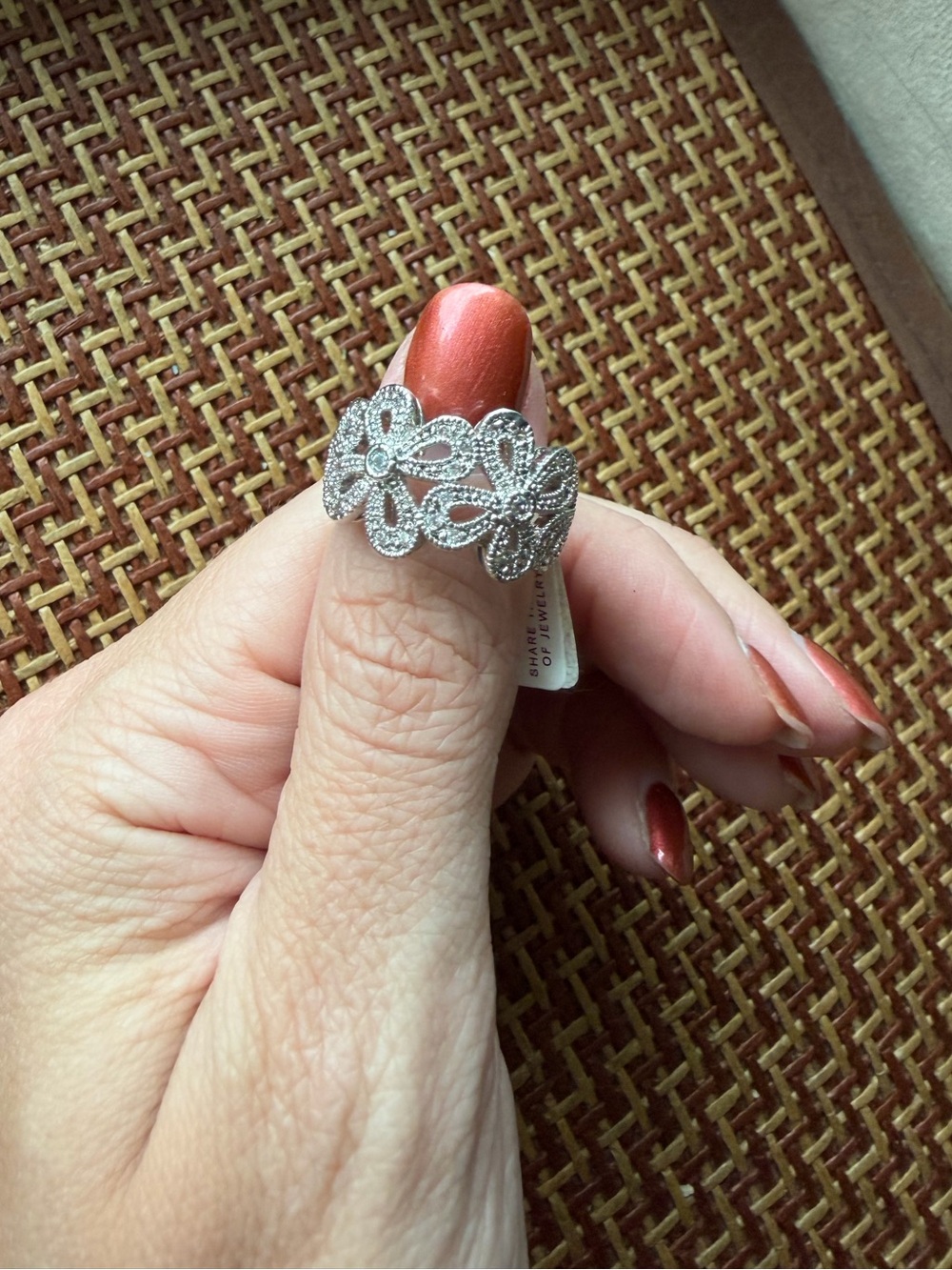NWT Lia Sophia ‘Abloom’ Silver Cubic Zirconia Floral Ring - Size 7